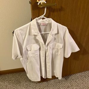 White short sleeve blouse, size 10, Lauren Lee